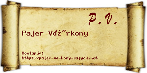 Pajer Várkony névjegykártya